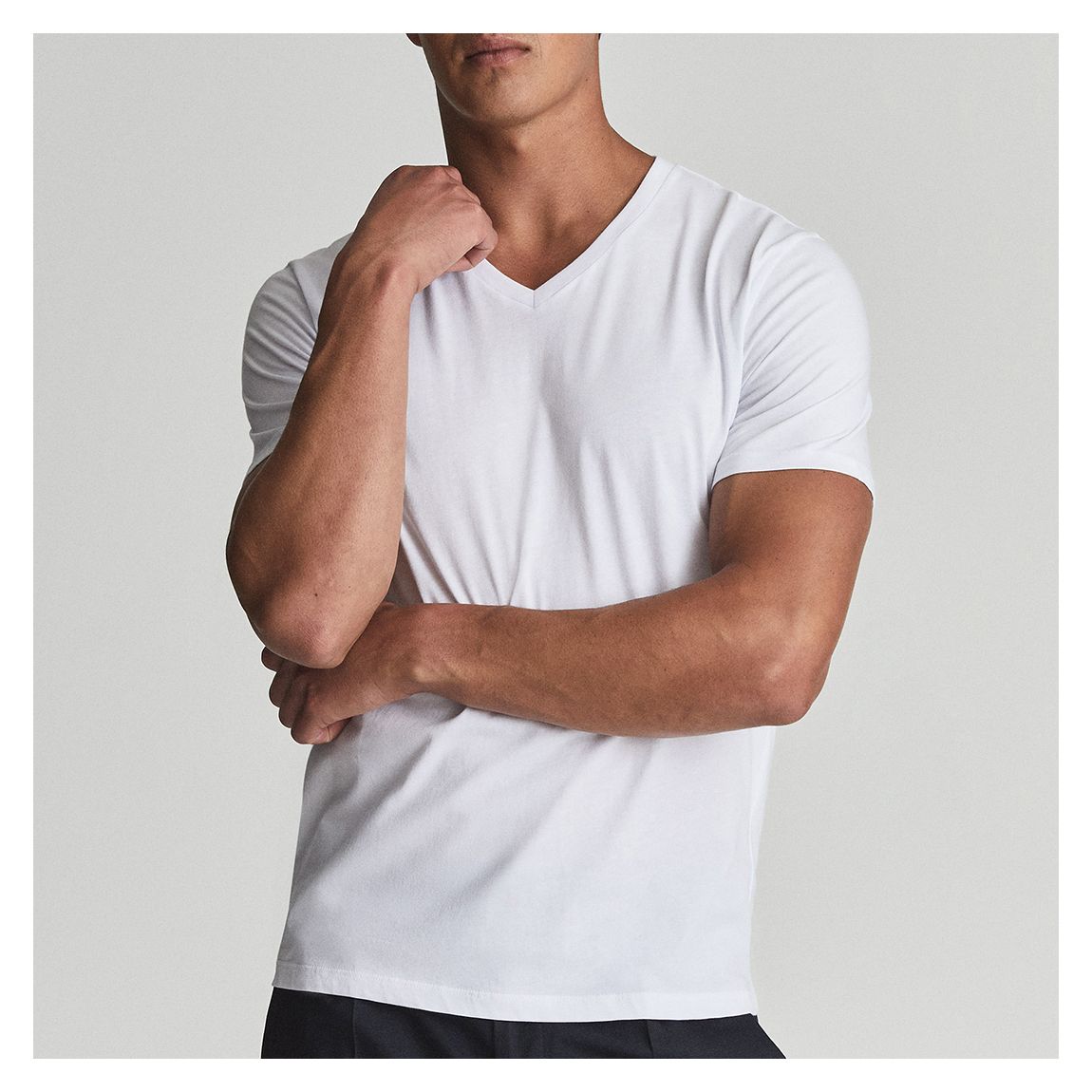 White Dayton V-Neck Cotton T-Shirt main product photo