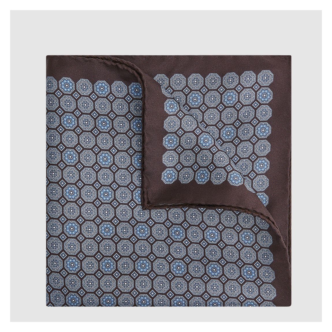 Blue Elba Printed Silk Pocket Square main product photo