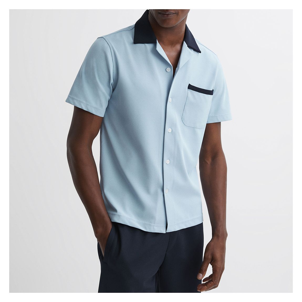 Soft Blue Troon Contrast Collar Shirt main product photo