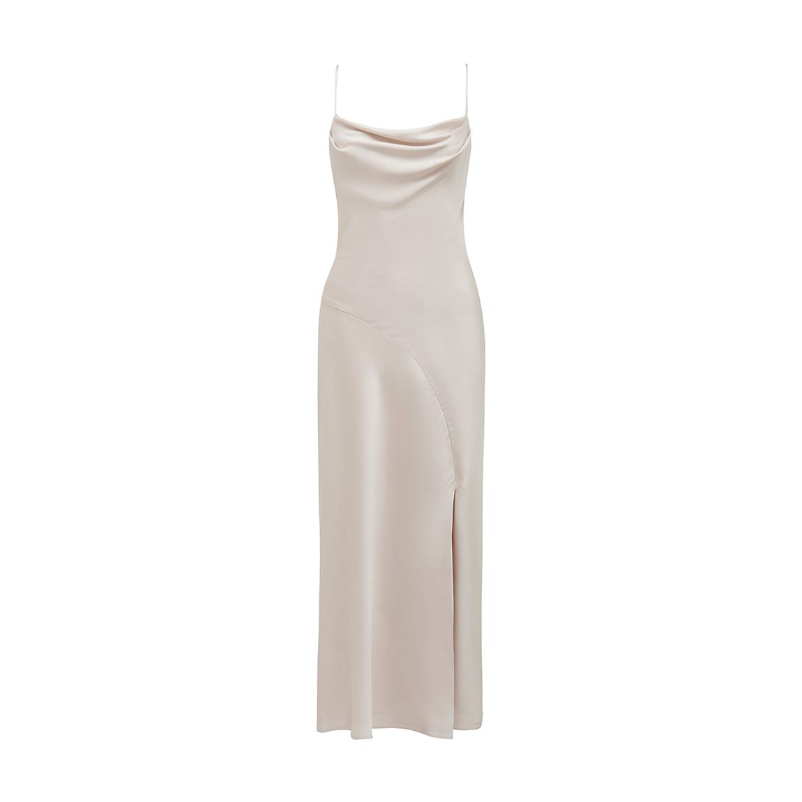 Champagne Opal Bias Cowl Satin Midi Dress main product photo