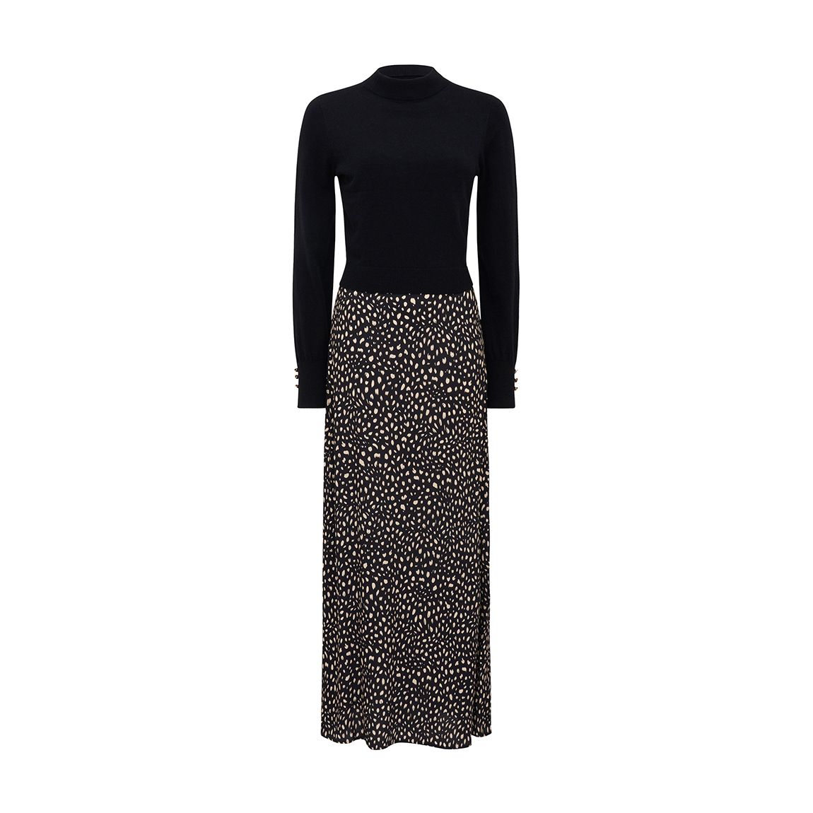 Black Penny Woven Mix Knit Dress main product photo