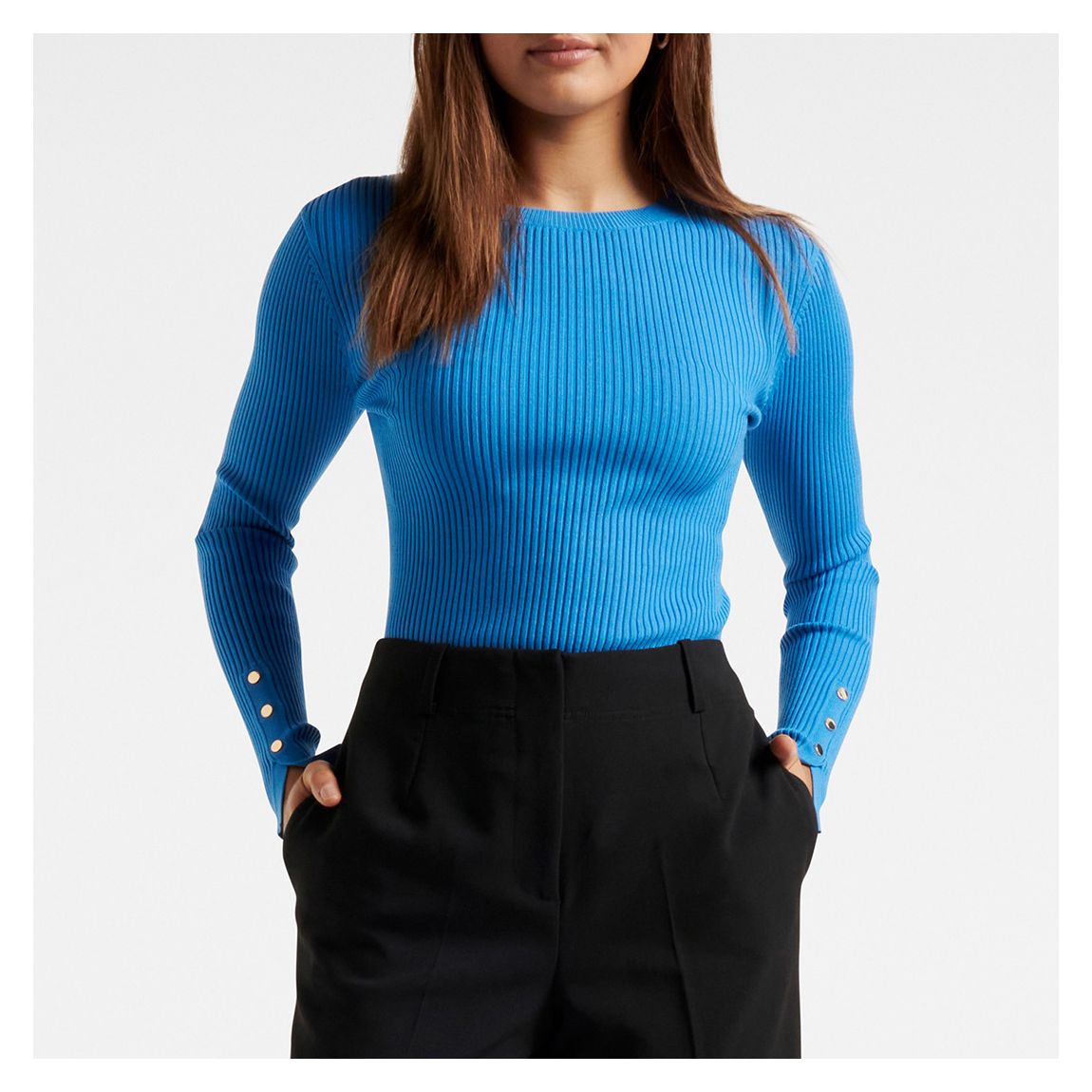 Blue Selma Rib Layering Knit Top main product photo