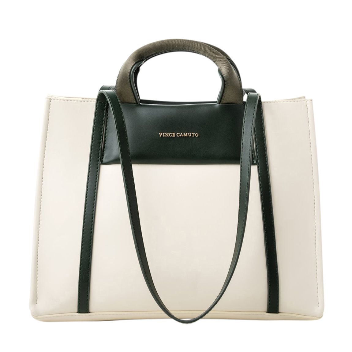 Cream & Dark Green Umbria Tote Bag main product photo