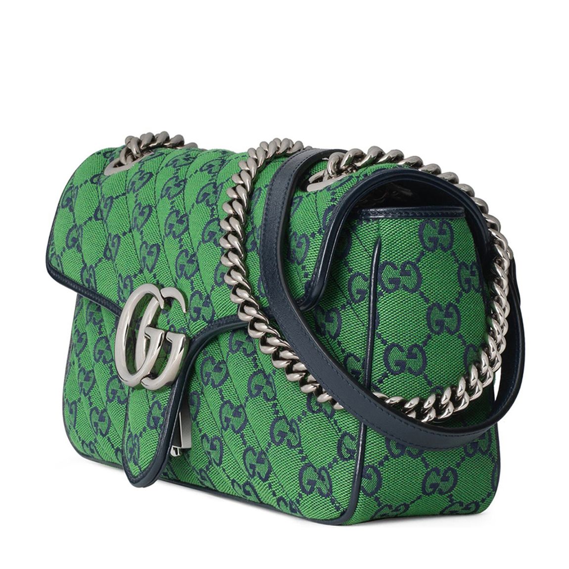 GG Marmont Small Shoulder Bag In Green And Blue Canvas main product photo