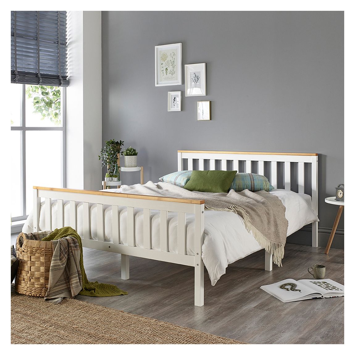 Atlantic Bed Frame in White with Natural Tops, Kingsize main product photo