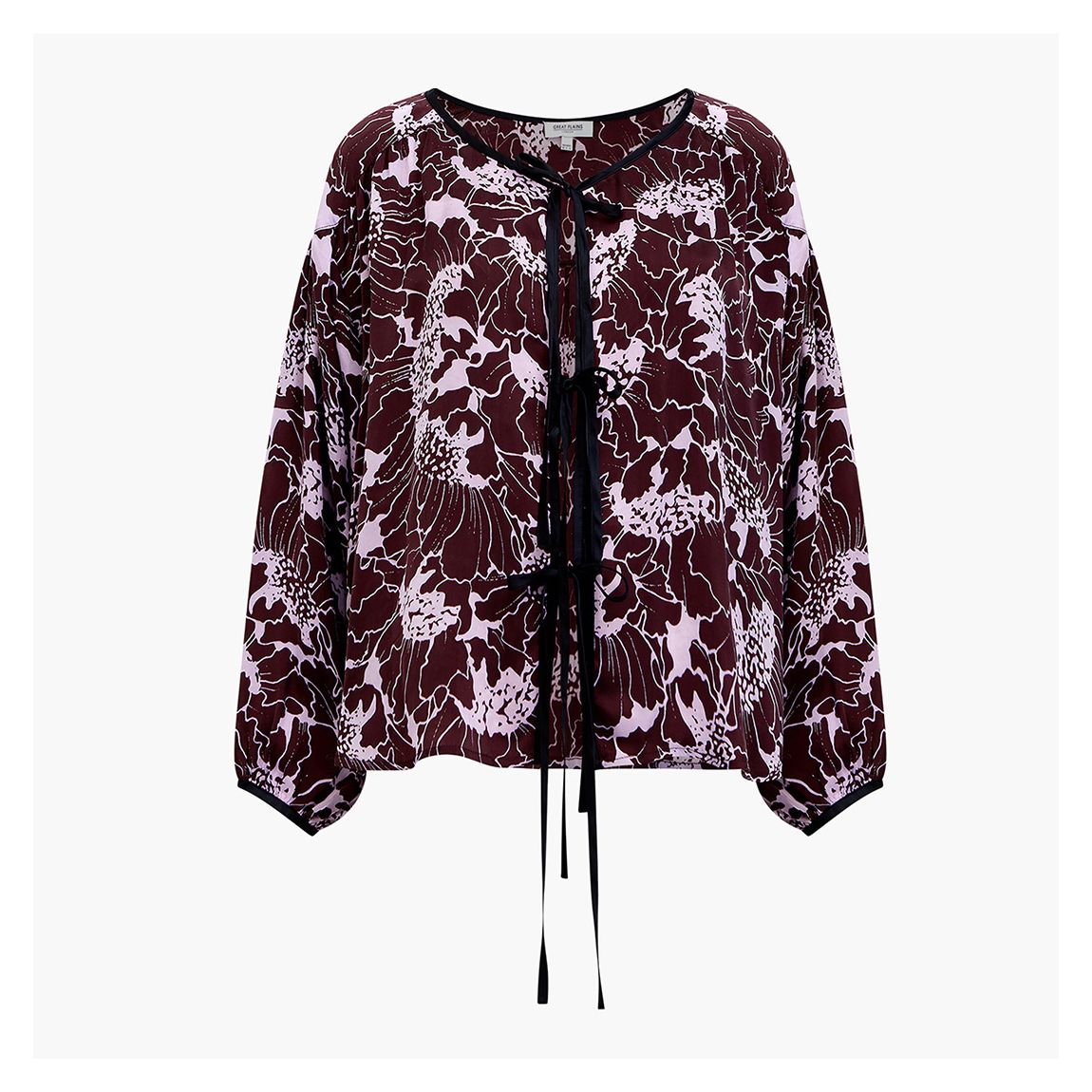 Purple Mono Poppy Tie Front Blouse main product photo