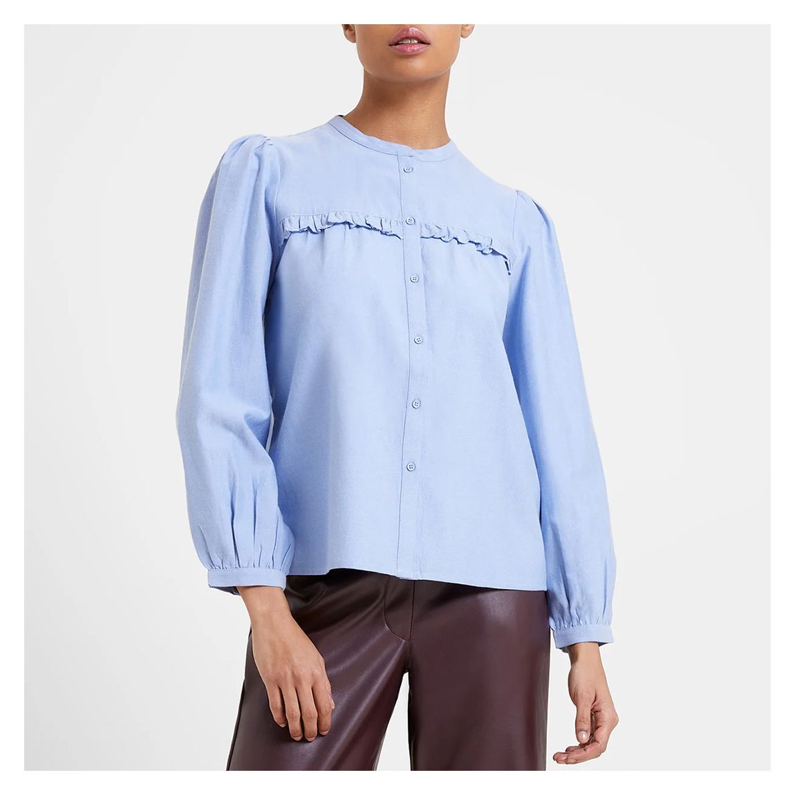 Blue Marigold Ruffle Cotton Blend Blouse main product photo