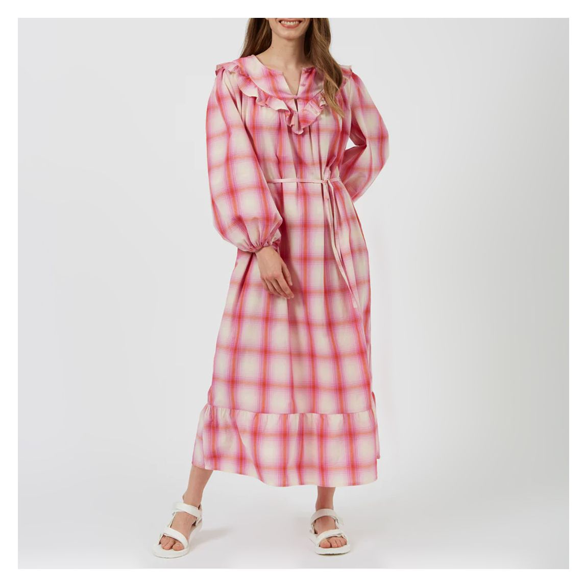 Pink Aruba Check Belted Dress main product photo