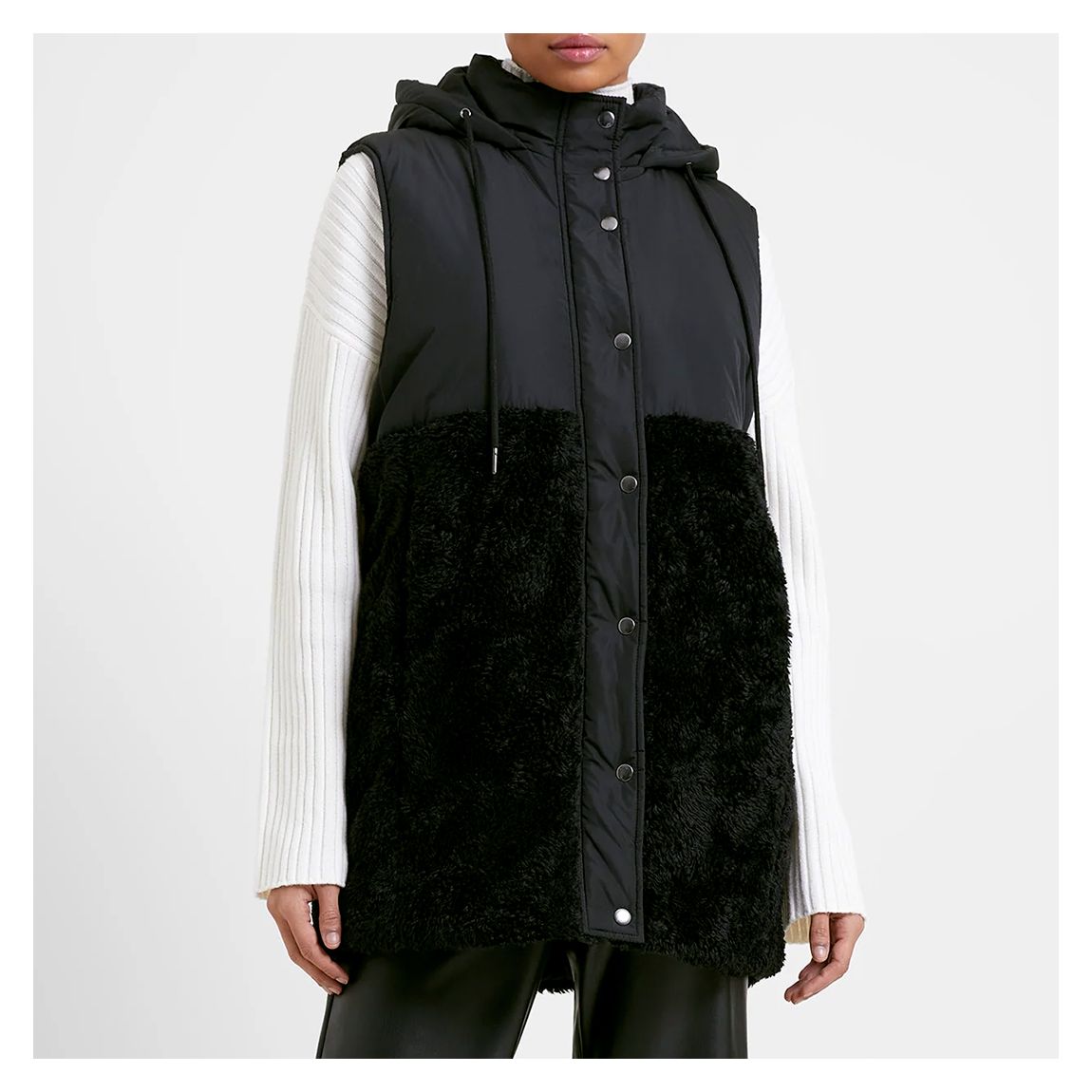 Black Sleeveless Long Puffer Gillet main product photo