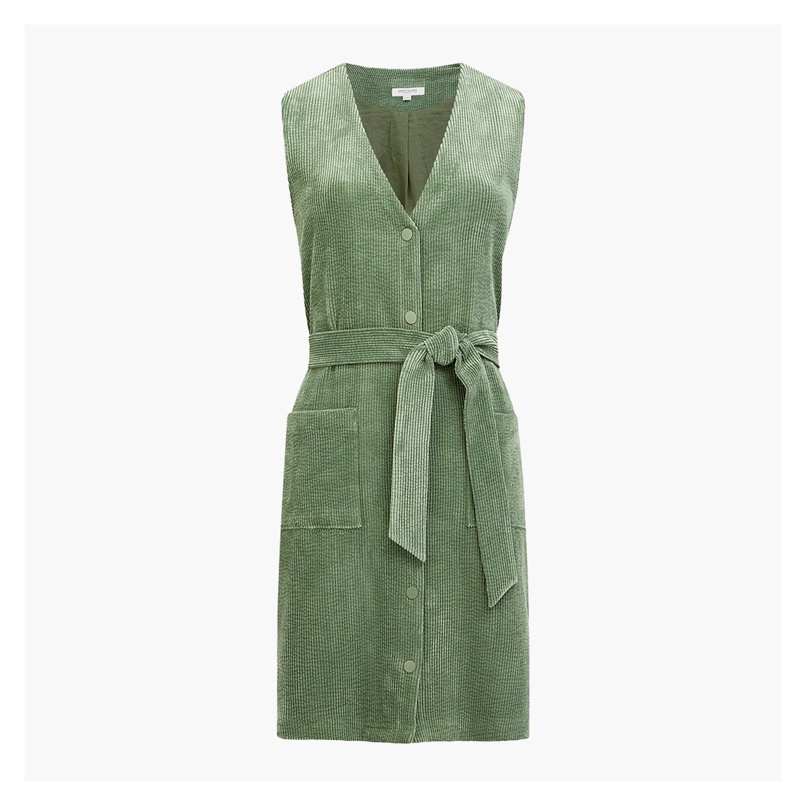 Green Cord Belted Pinafore Dress main product photo