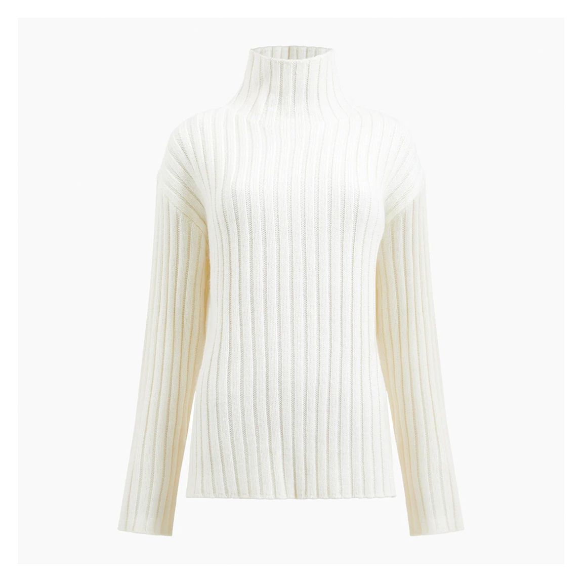 Cream Ribbed Cotton Blend Roll Neck Jumper main product photo