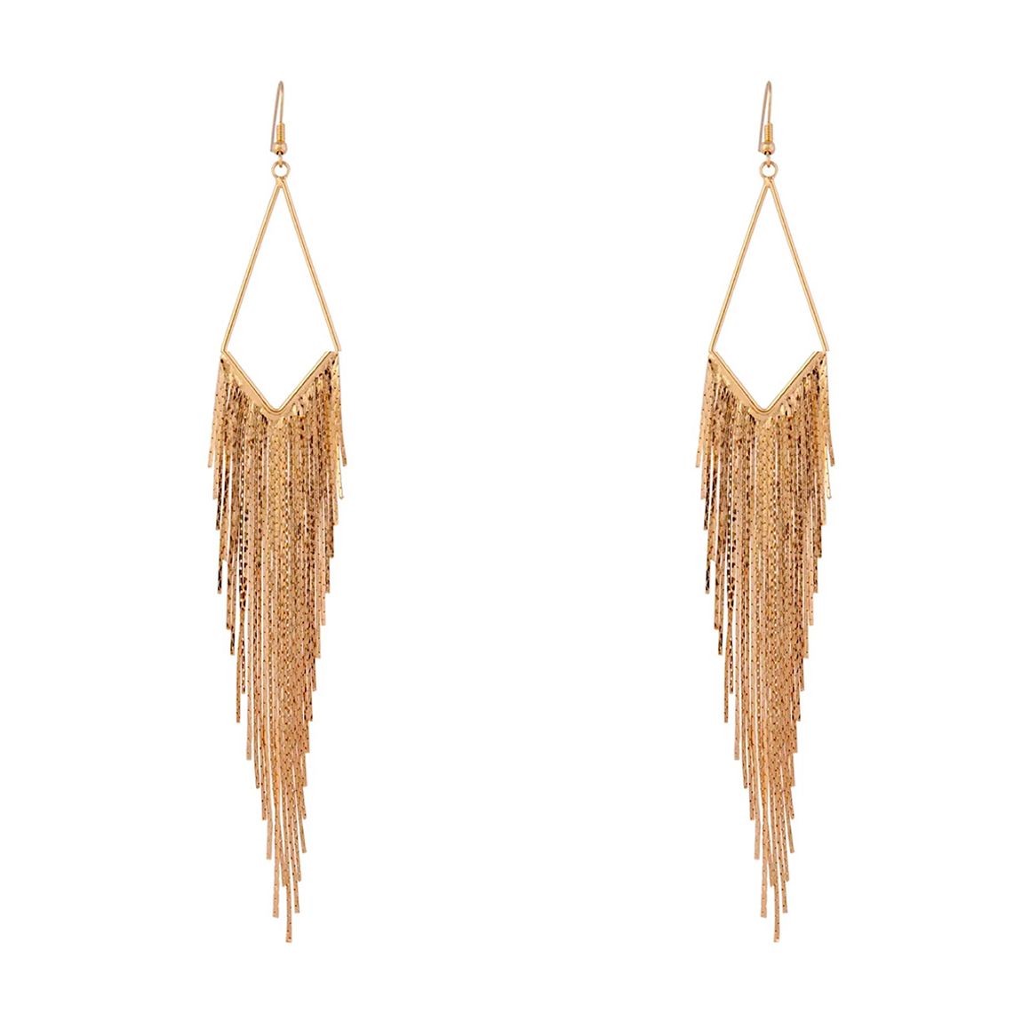 18K Gold Long Tassel Marquise Earrings main product photo