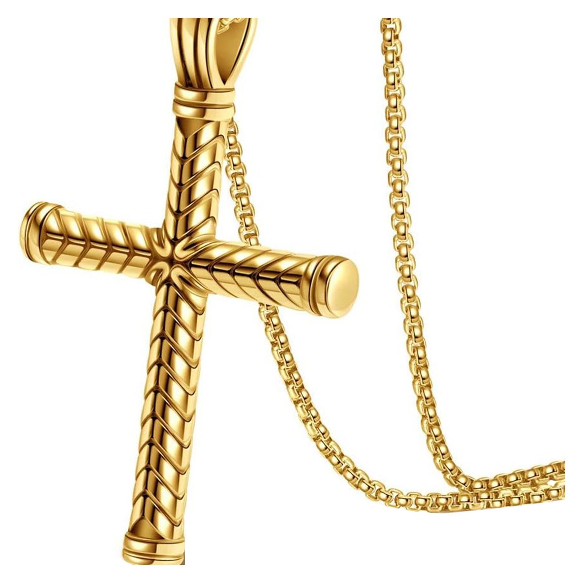 18K Gold Texture Cross Necklace main product photo