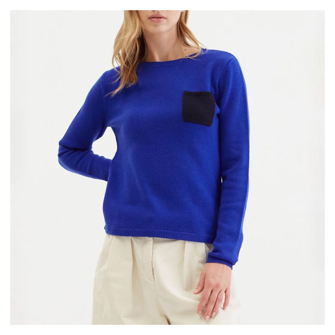 Blue One Pocket Wool Blend Sweater main product photo