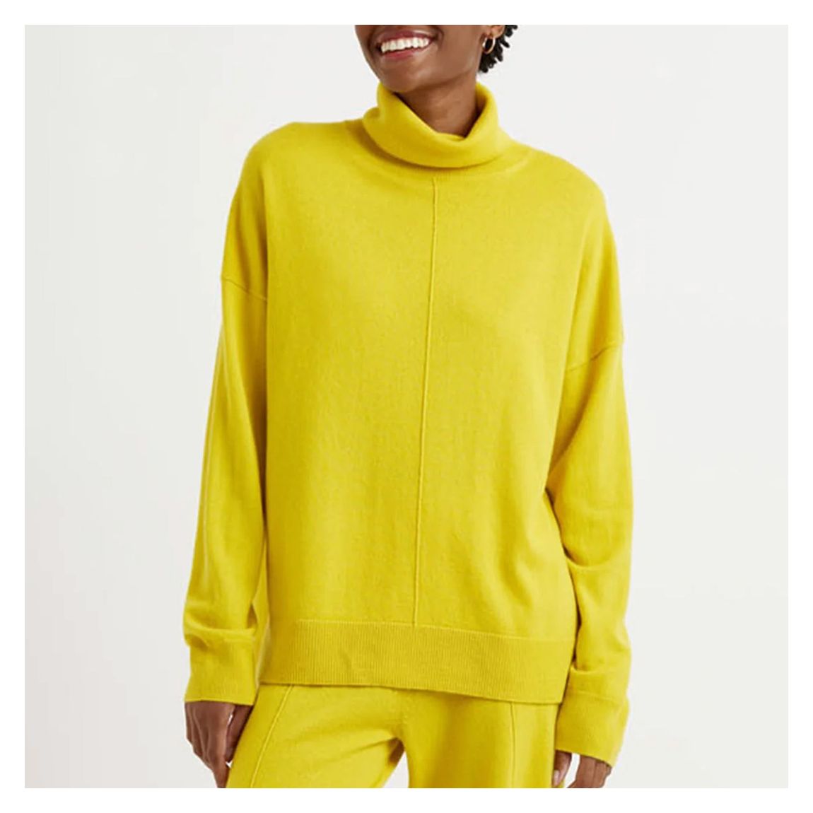 Yellow Relaxed Roll Neck Wool Blend Jumper main product photo