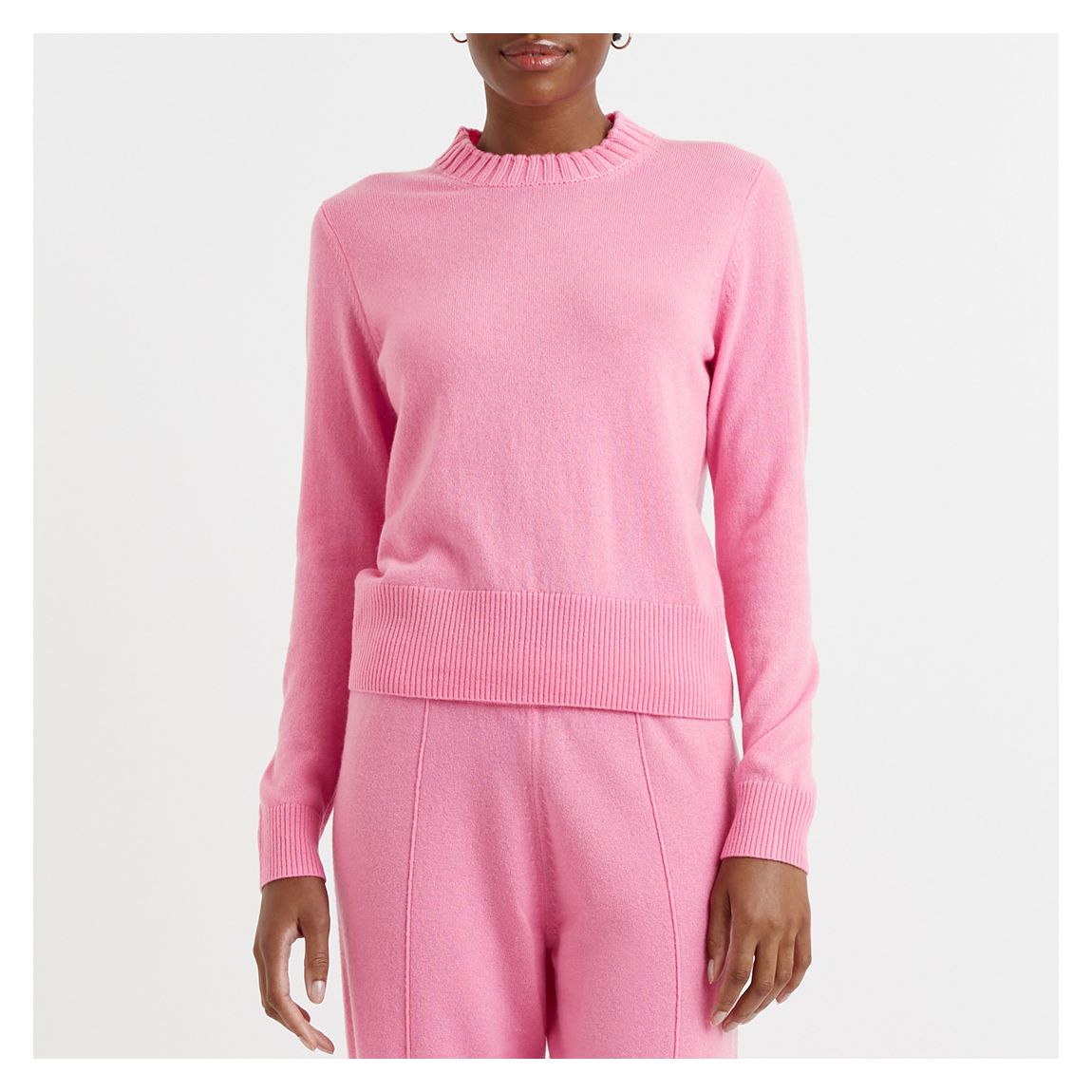 Pink Cropped Sporty Wool Blend Jumper main product photo
