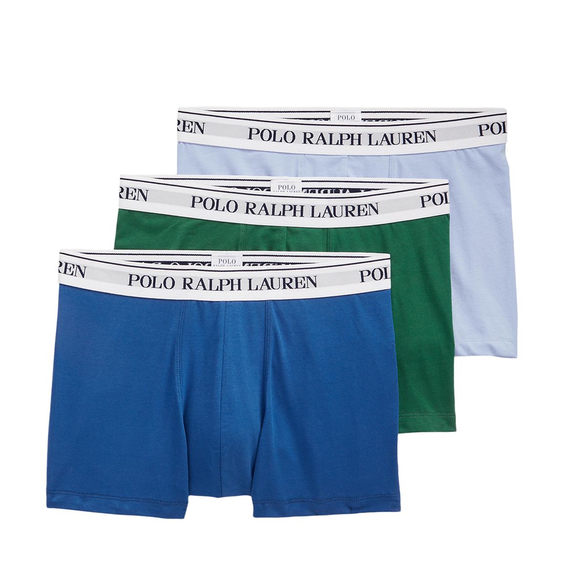 Blue/Green/Pale Blue 3 Pack Cotton Blend Stretch Boxers main product photo
