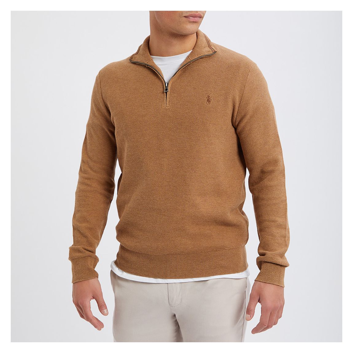 Beige Cotton Half Zip Jumper main product photo