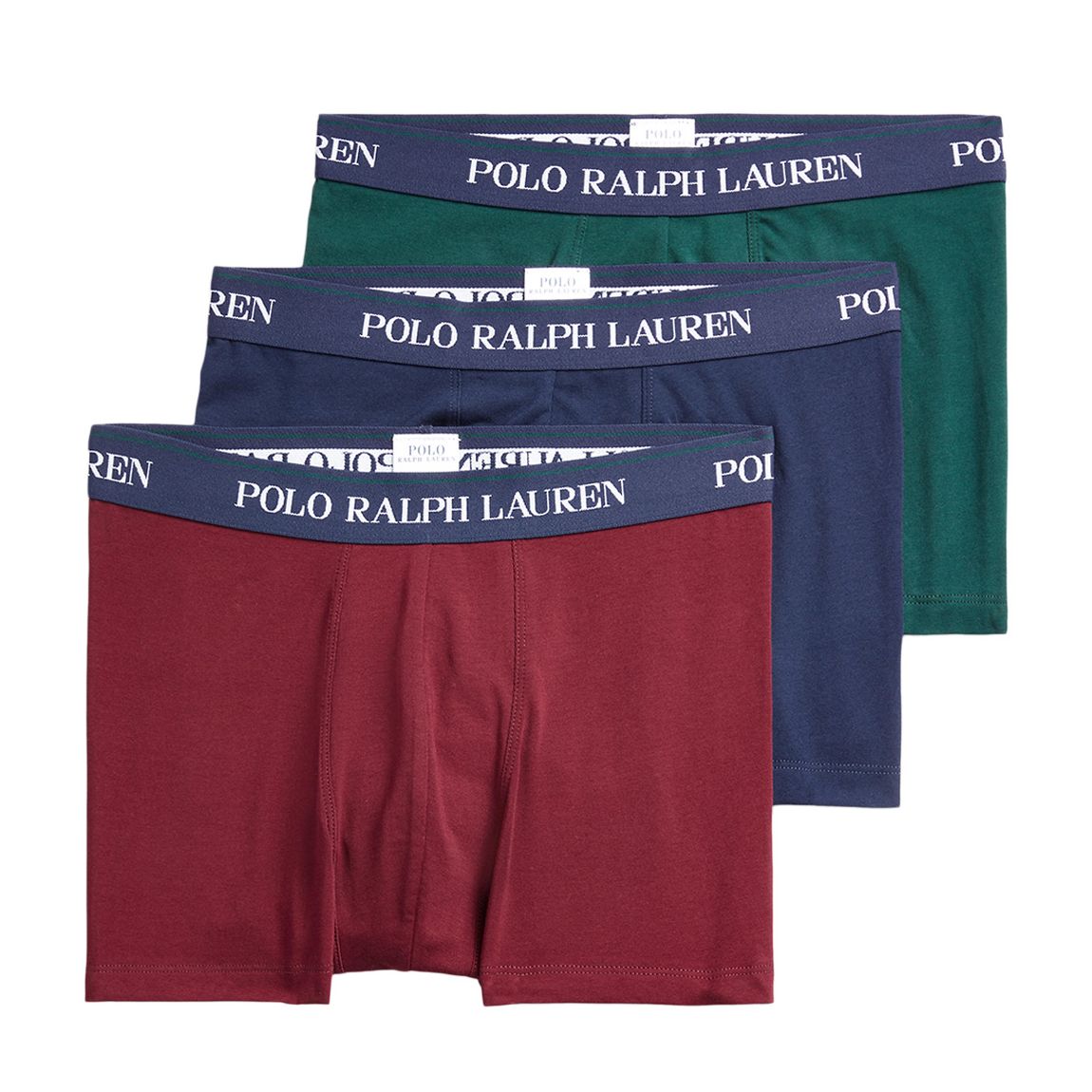 Burgundy/Green/Blue 3 Pack Cotton Blend Stretch Boxers main product photo