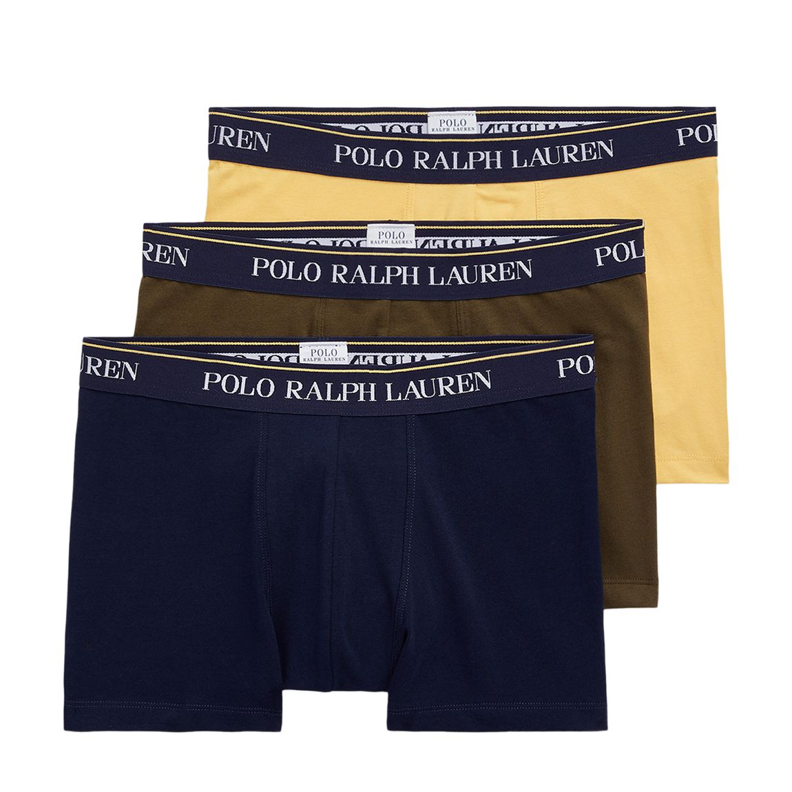 Navy/Khaki/Yellow 3 Pack Cotton Blend Stretch Boxers main product photo