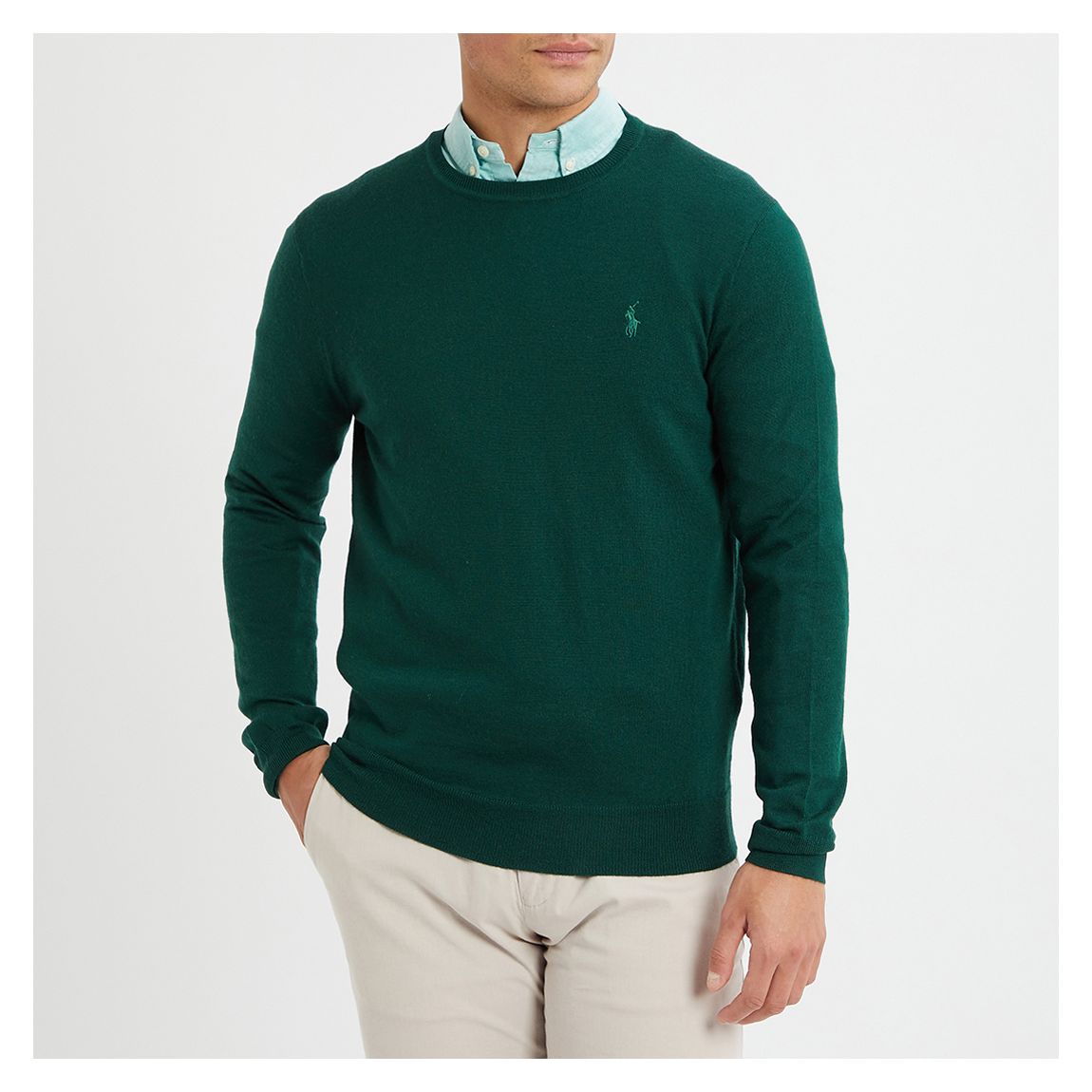 Green Textured Merino Wool Jumper main product photo