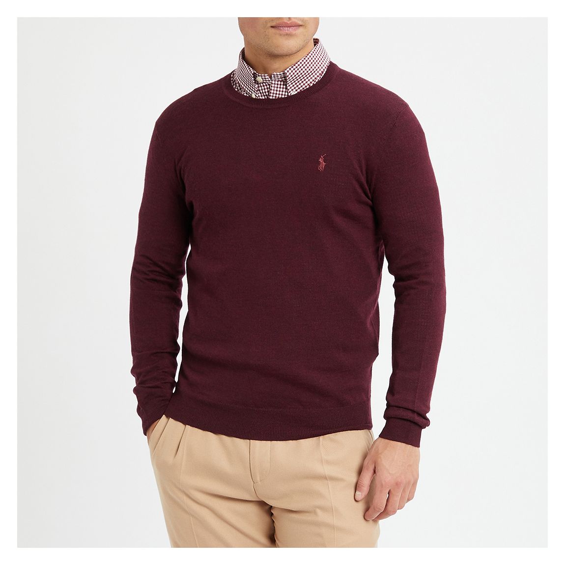 Dark Red Textured Merino Wool Jumper main product photo