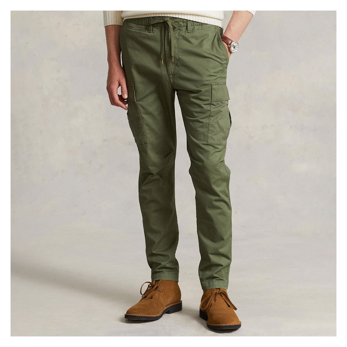Green Slim Fit Stretch Cotton Cargo Trousers main product photo