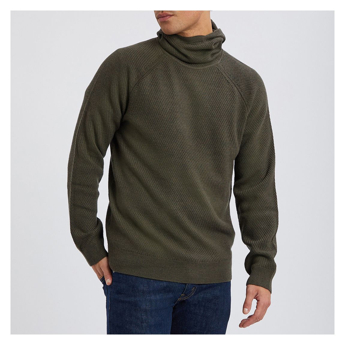 Khaki Textured Wool Hooded Jumper main product photo
