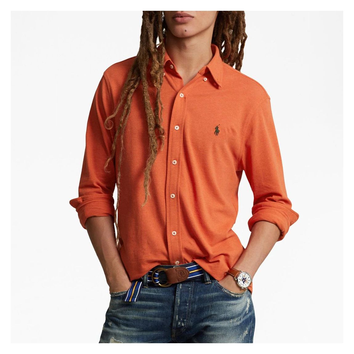 Orange Mesh Cotton Shirt main product photo