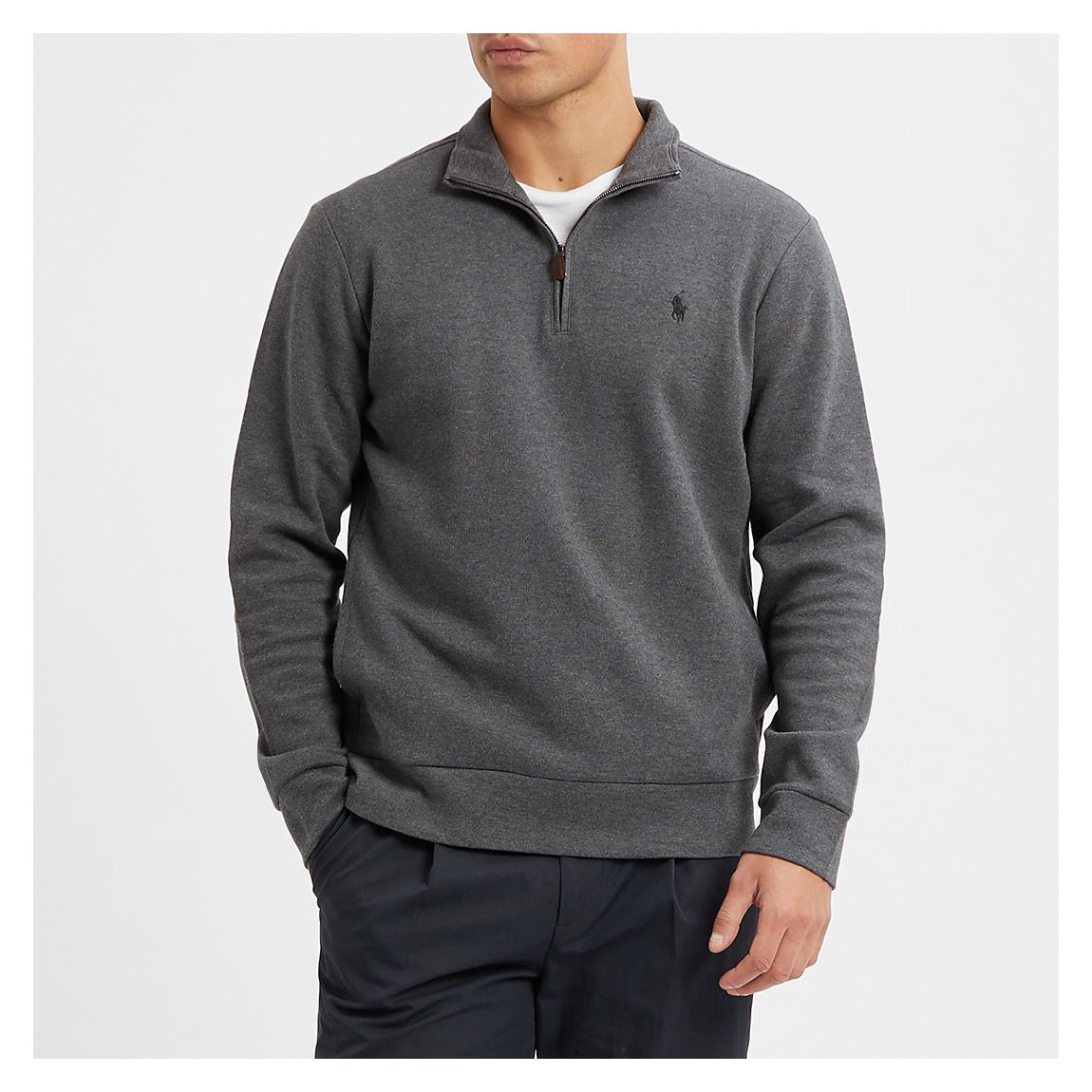 Dark Grey Cotton Blend Half Zip Sweatshirt main product photo