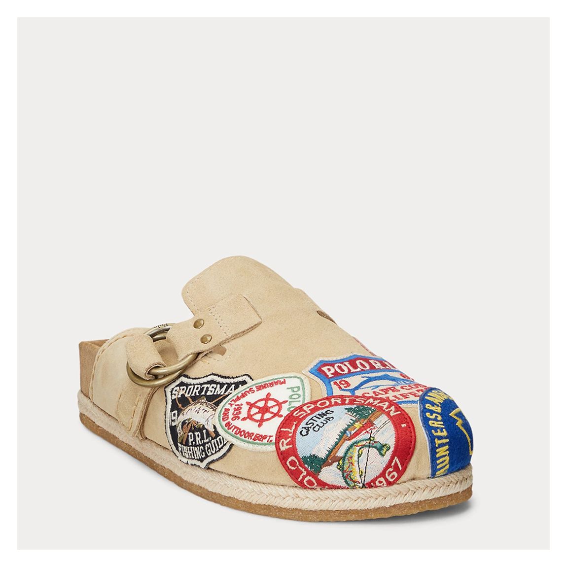 Beige Turbach Logo Patch Suede Clogs main product photo