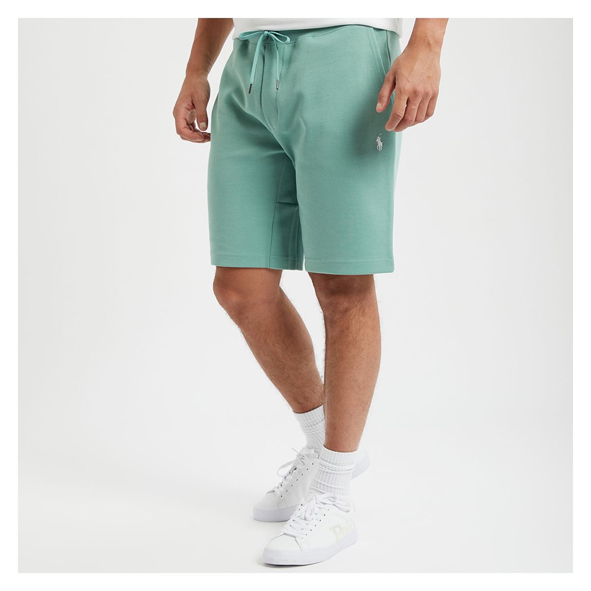 Green Double Knit Cotton Blend Shorts main product photo