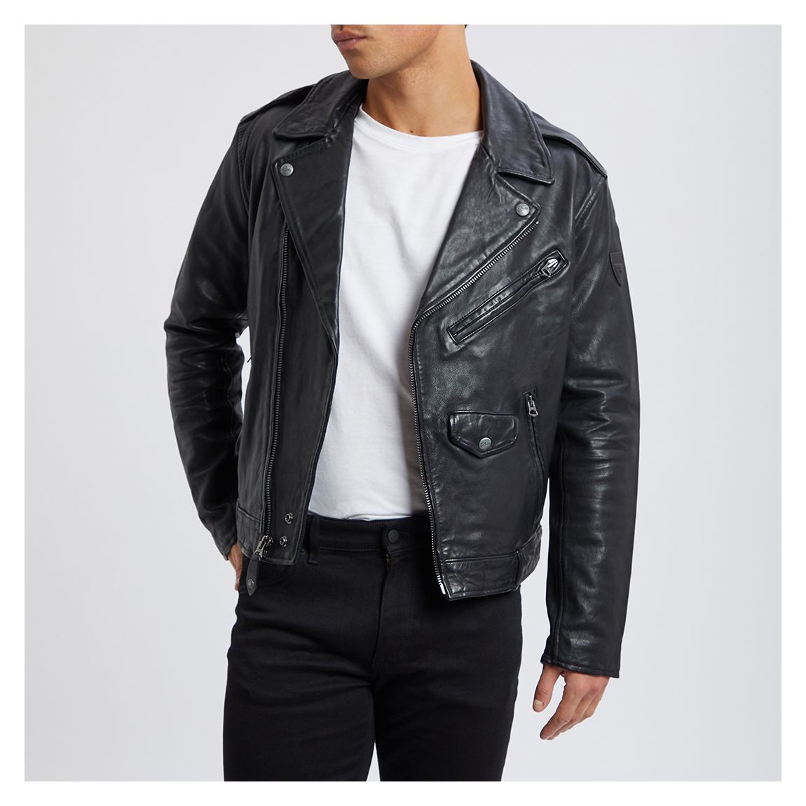 Black Leather Biker Jacket main product photo