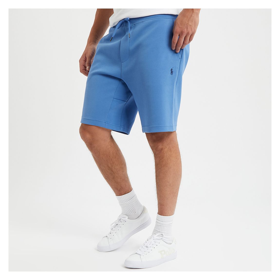 Blue Drawstring Cotton Blend Shorts main product photo