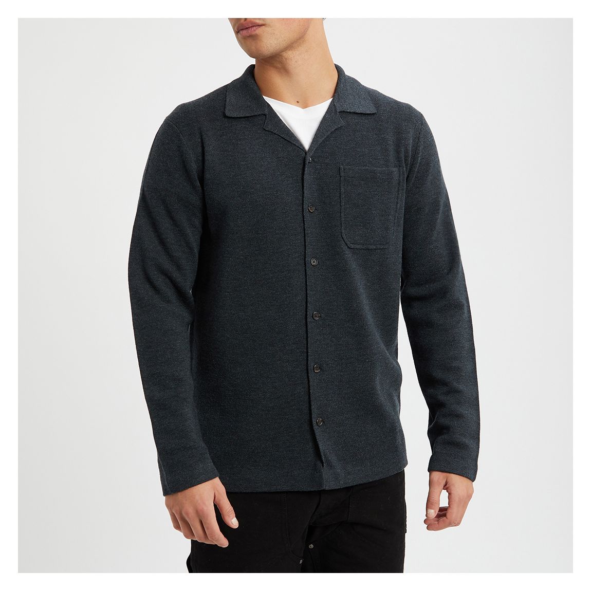Charcoal Merino Wool Shirt main product photo