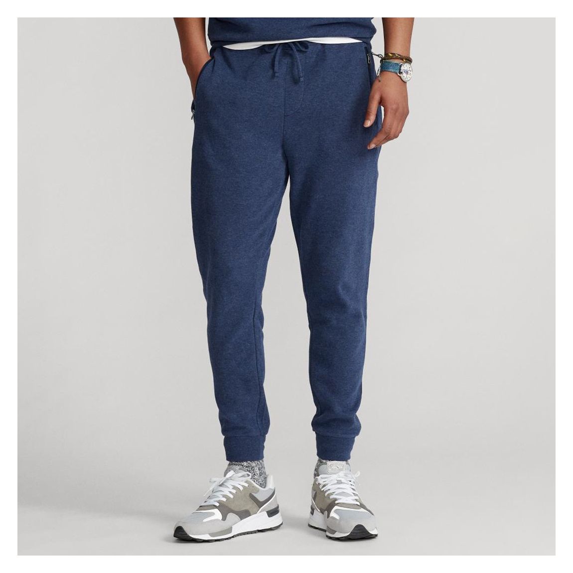 Navy Double Knit Cotton Blend Joggers main product photo