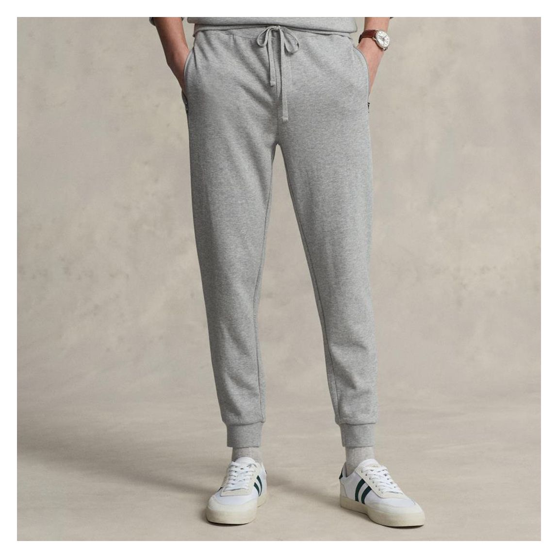Grey Double Knit Cotton Blend Joggers main product photo