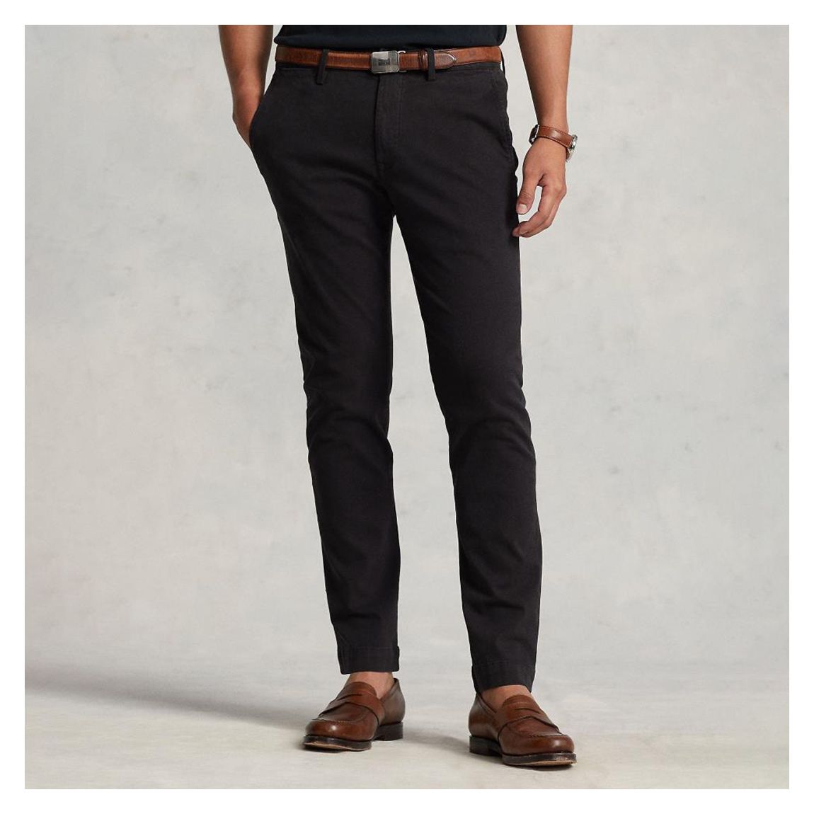 Black Textured Stretch Cotton Trousers main product photo