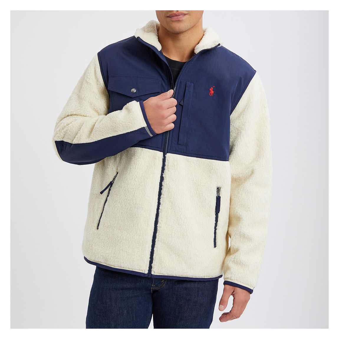 Ecru Bonded Fleece Zip Jacket main product photo