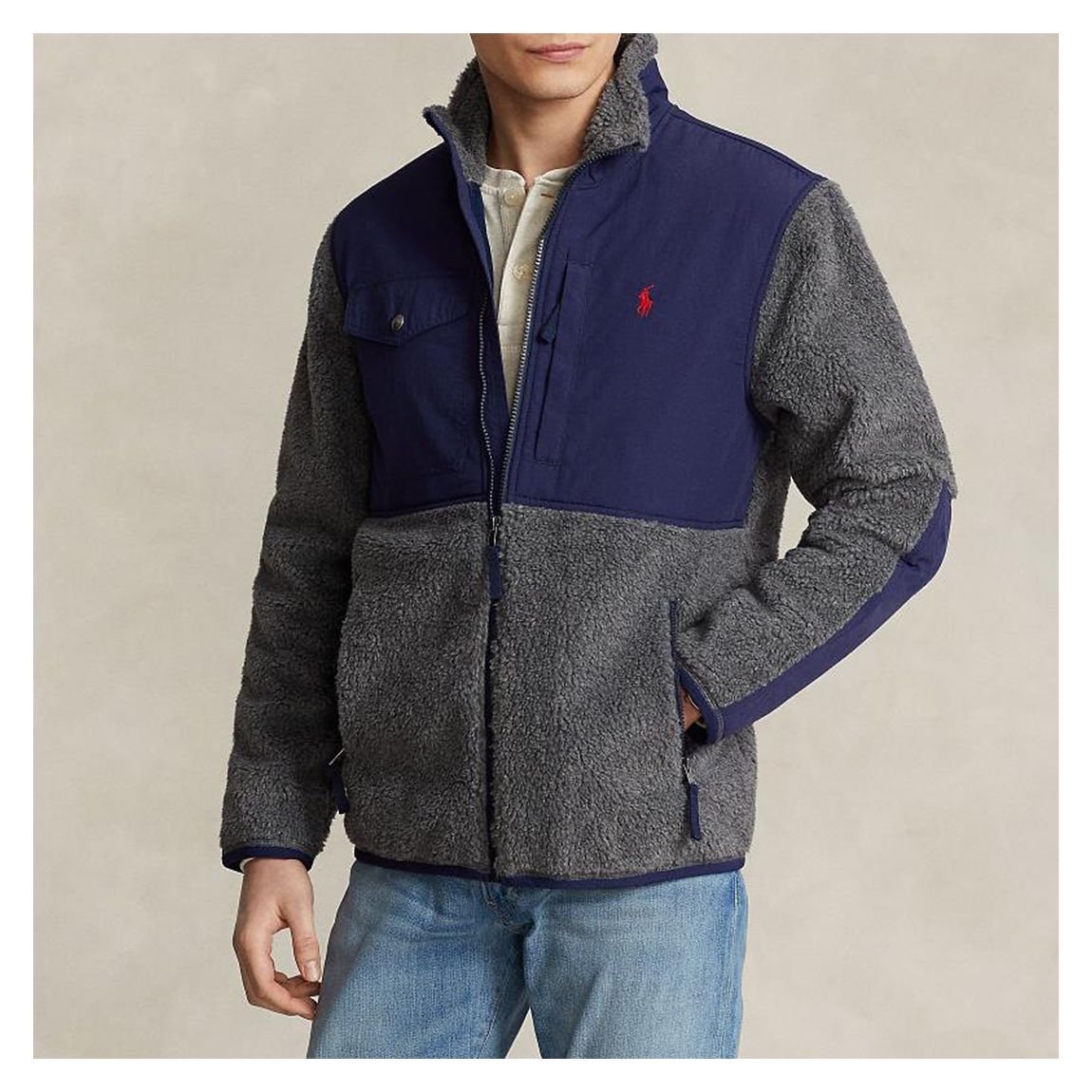 Grey Bonded Fleece Zip Jacket main product photo