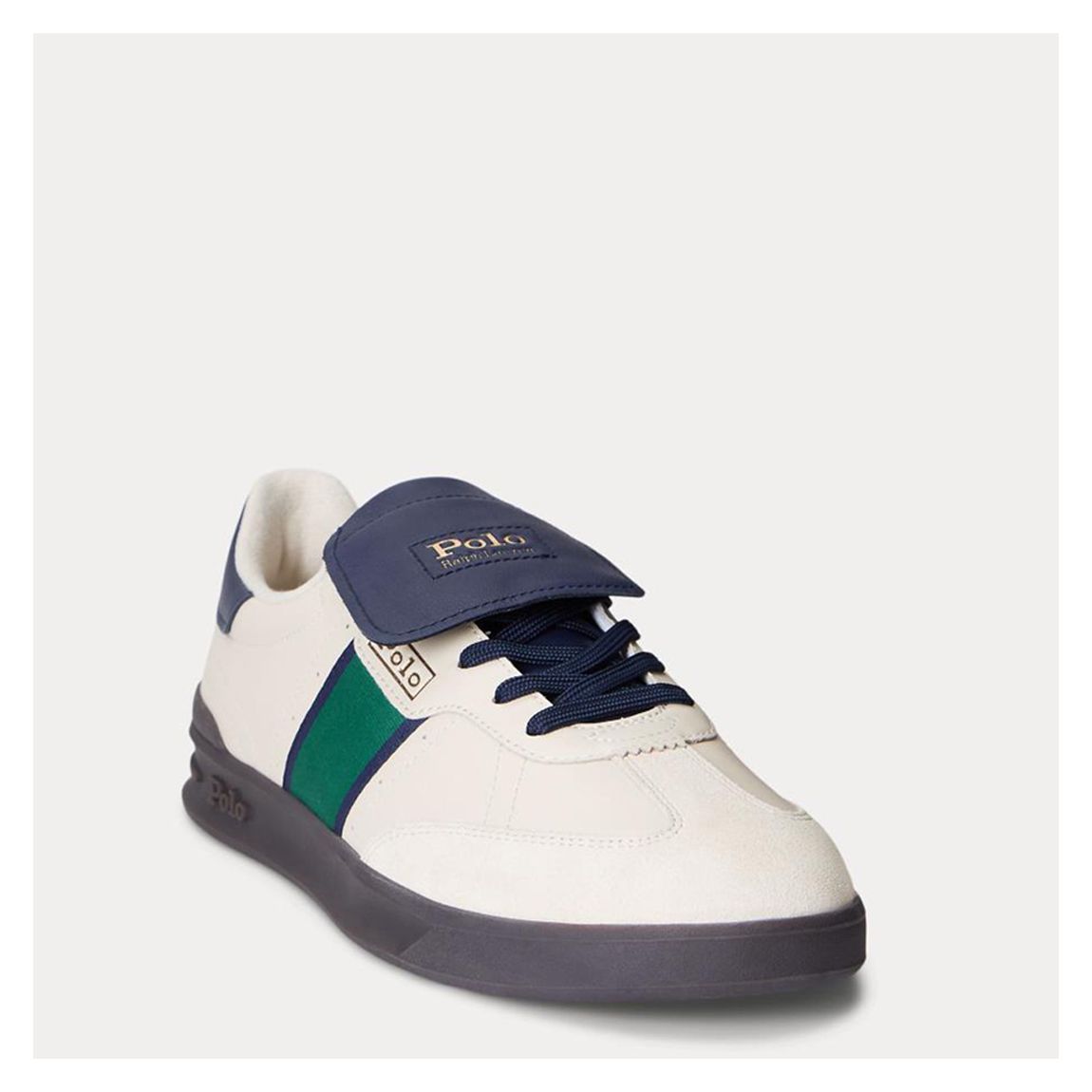 Ecru/Navy Heritage Leather Trainers main product photo