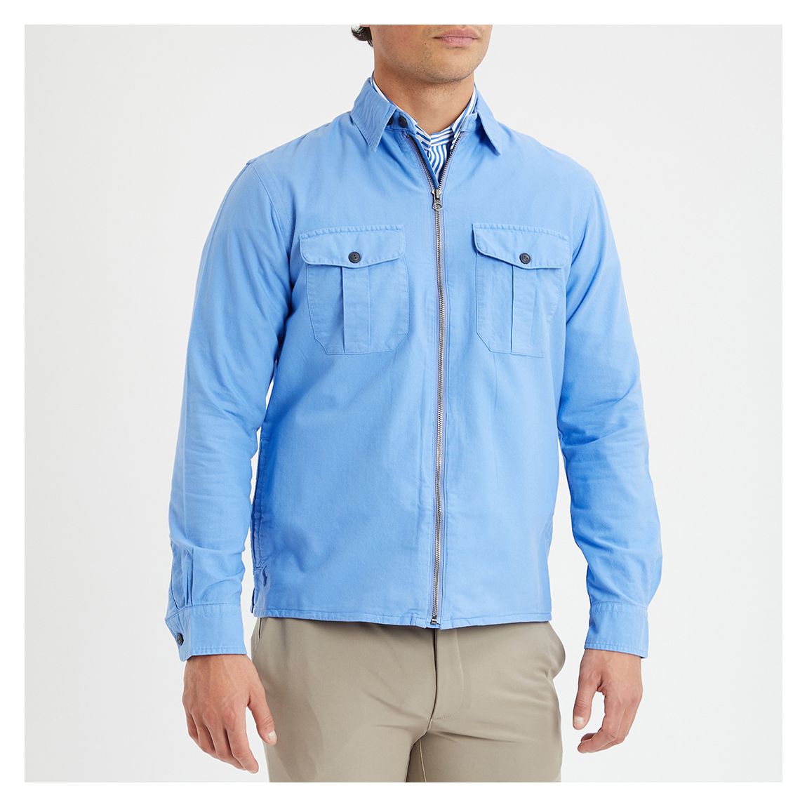 Blue Garment-Dyed Oxford Overshirt main product photo