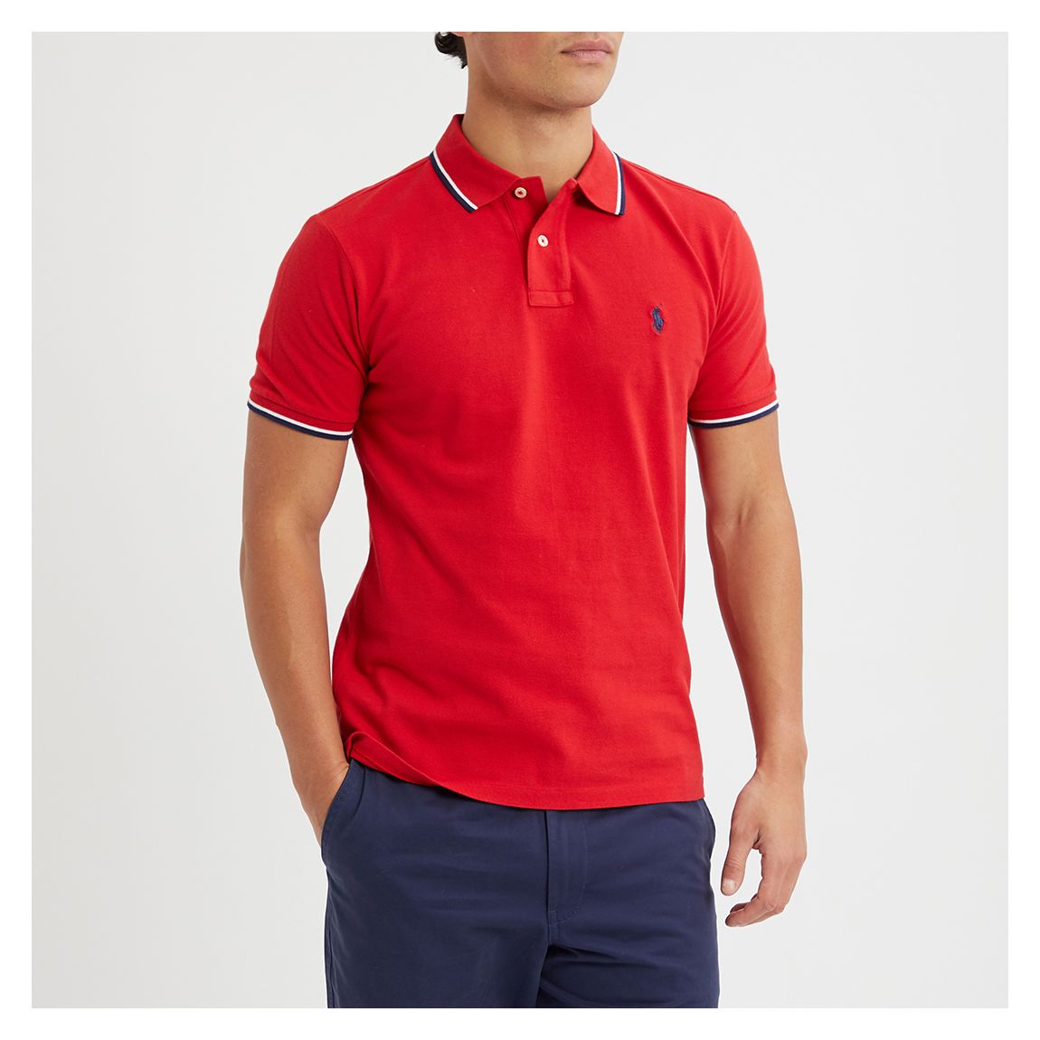 Red Mesh Cotton Polo Shirt main product photo