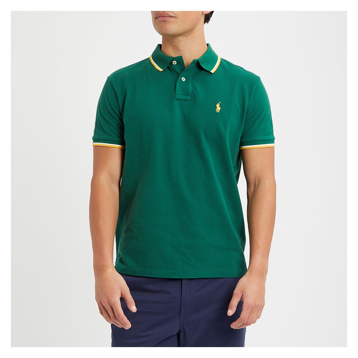 Green Mesh Cotton Polo Shirt main product photo