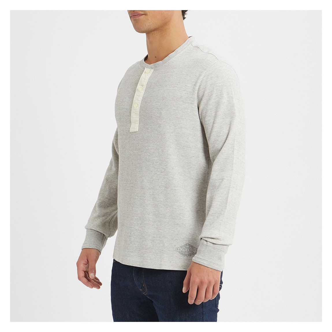 Grey Rice Waffle Henley Sweatshirt main product photo