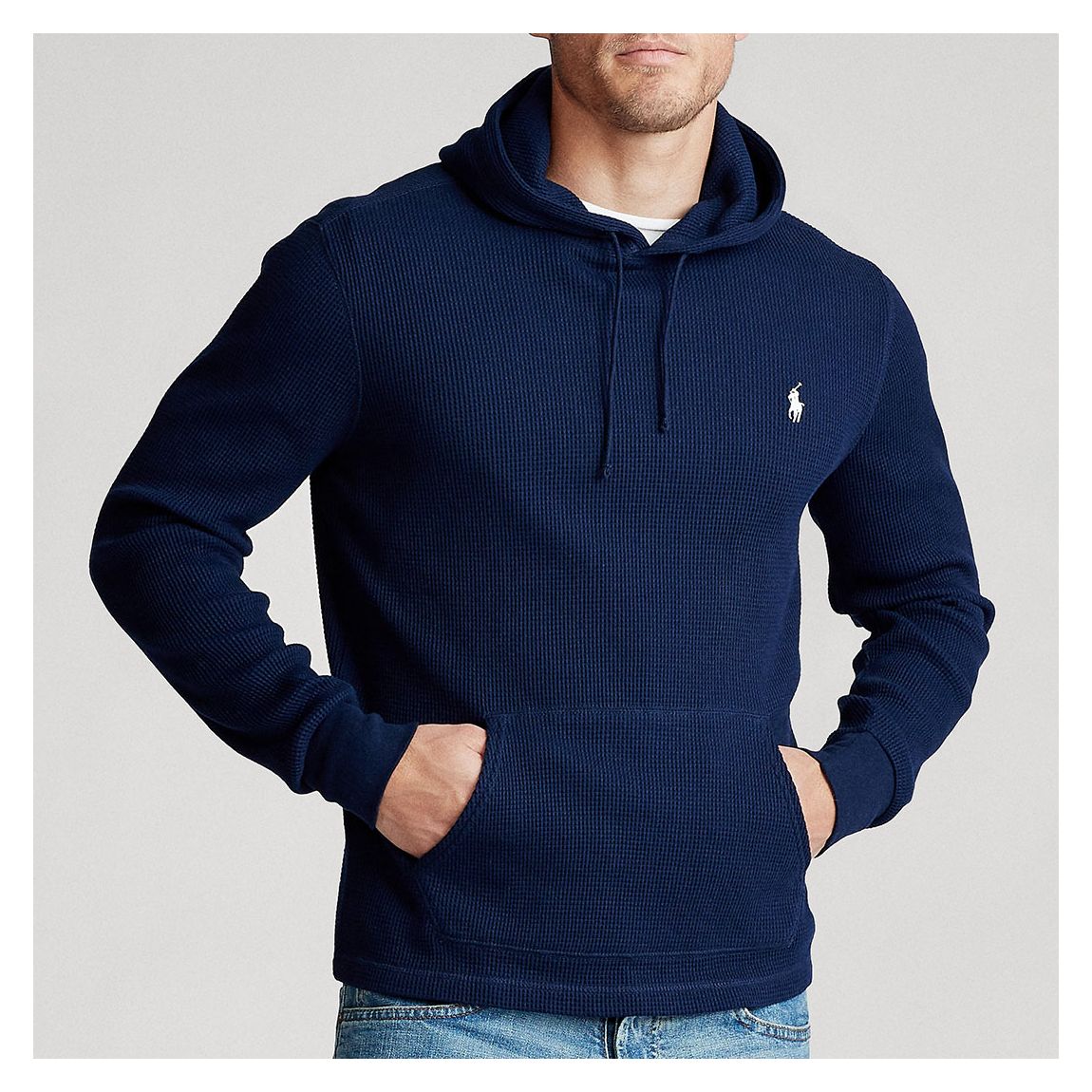 Navy Waffle Cotton Hoodie main product photo