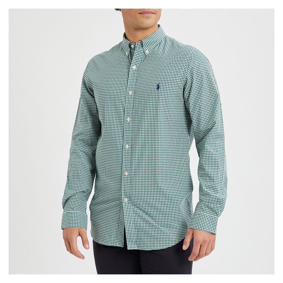 Green Poplin Stretch Cotton Blend Shirt main product photo