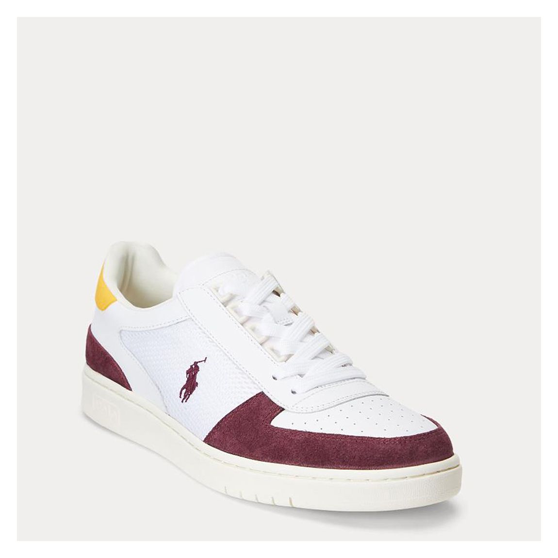 White/Burgundy Polo Leather Trainers main product photo