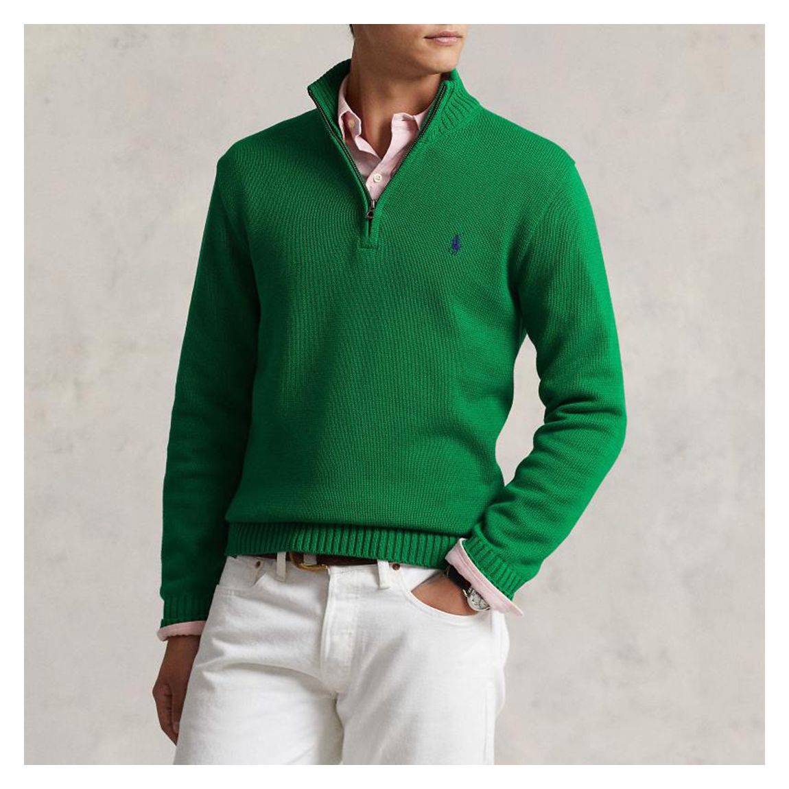 Green Half Zip Cotton Jumper main product photo