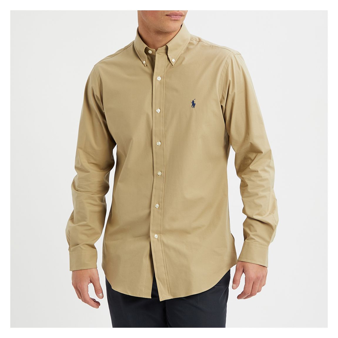 Stone Poplin Stretch Cotton Blend Shirt main product photo